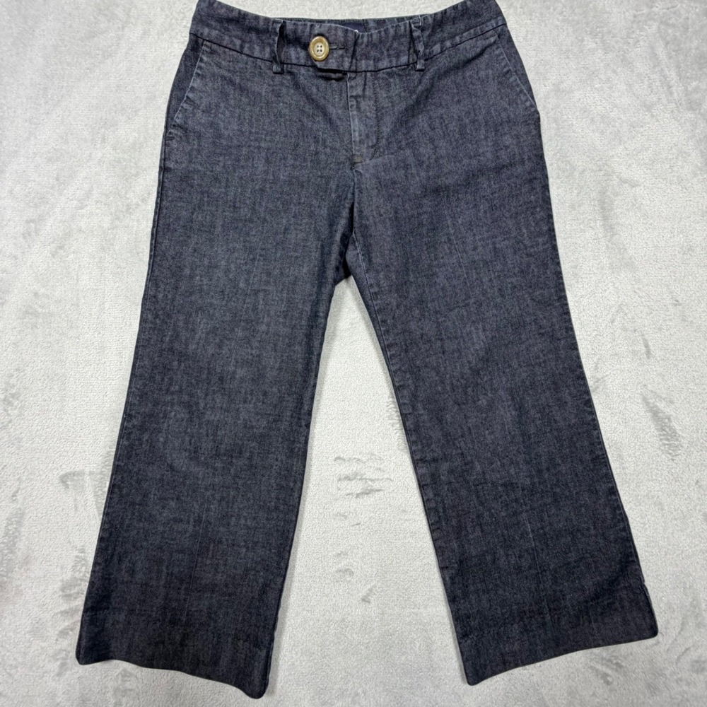 Vintage Gap Dark Wash Wide Leg Cropped Denim Trousers Size 2 Blue Indigo‎ 2000s